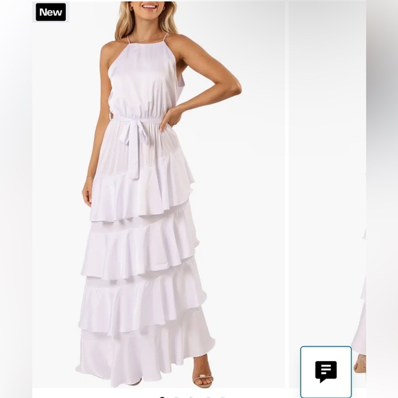 Petal & Pup Dresses & Skirts - Petal & Pup Beautiful Annalise Ruffle Satin Dress White Maxi Dress Sz 4!